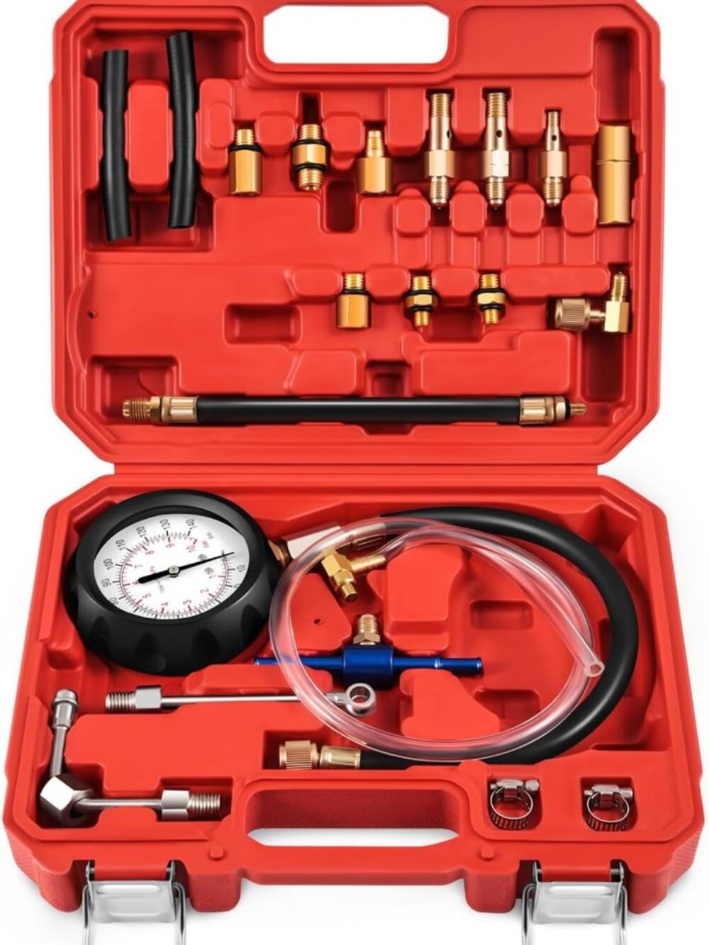 Fuel Pressure Gauge Tester Kit for Cars, Trucks & Motorcycles - Essential Tool